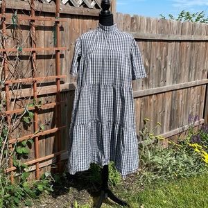 Everlane Mockneck Blue Gingham Nap Dress Size XS